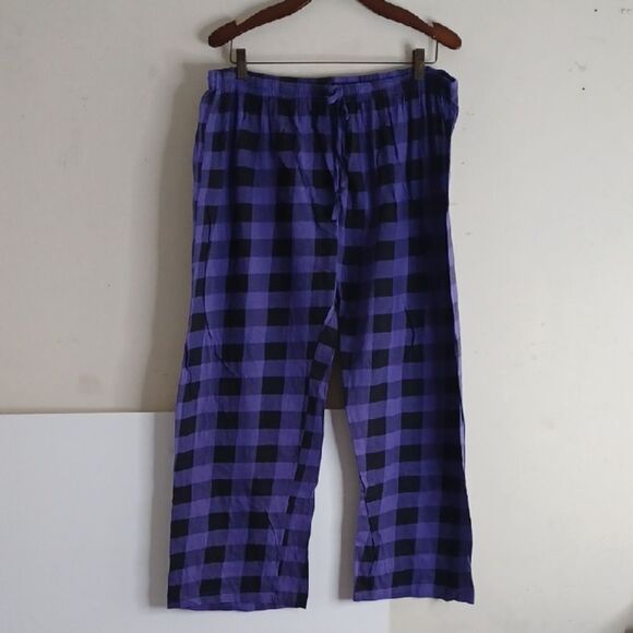 Purple and Black Checkered Night Pants - Picture 1 of 10